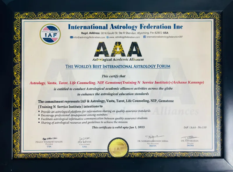 Astrological Academic Alliance (AAA) Certificate